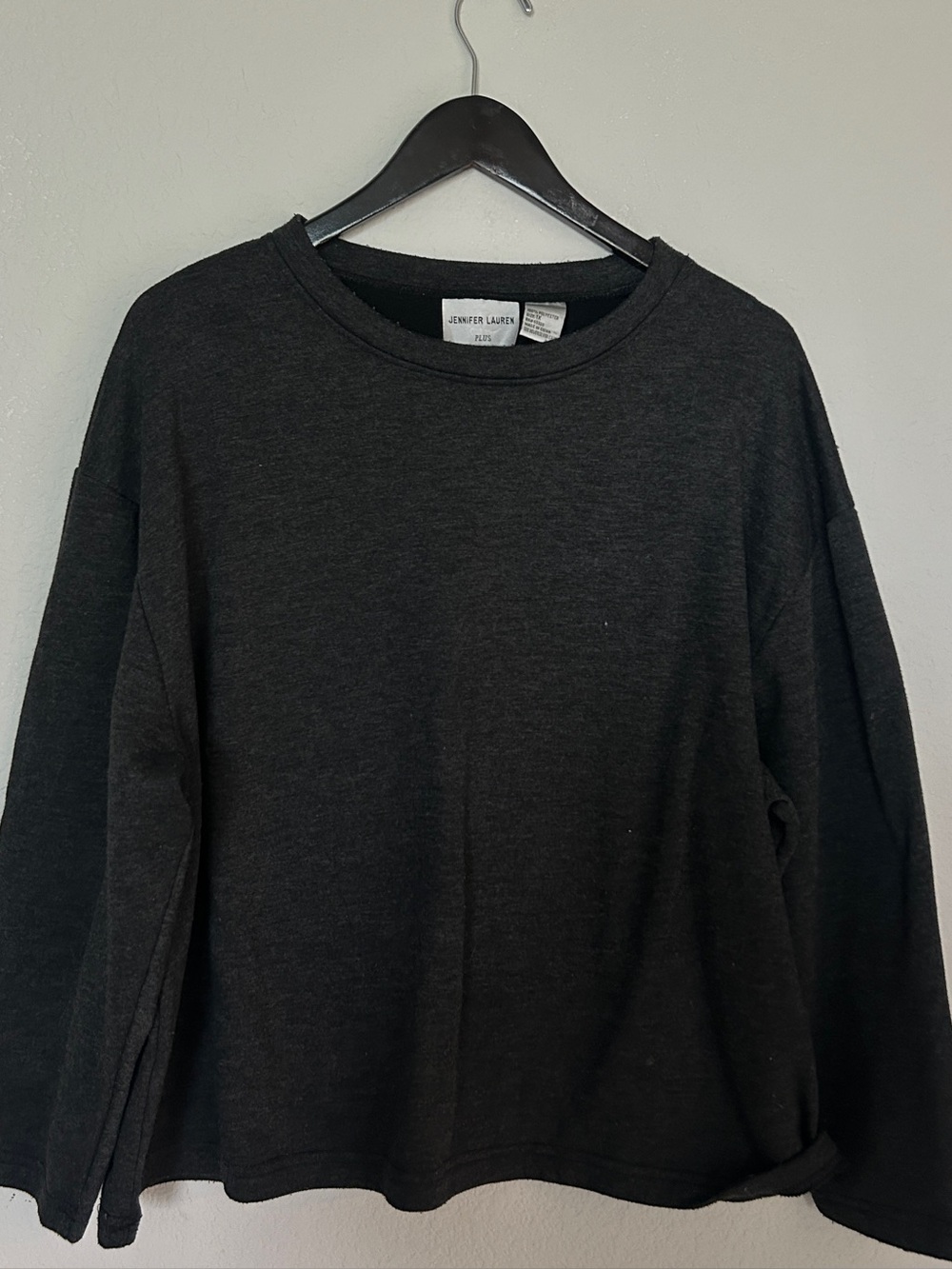 Jennifer Lauren plus sized Long-Sleeve Shirt - Charcoal Black Sleepwear